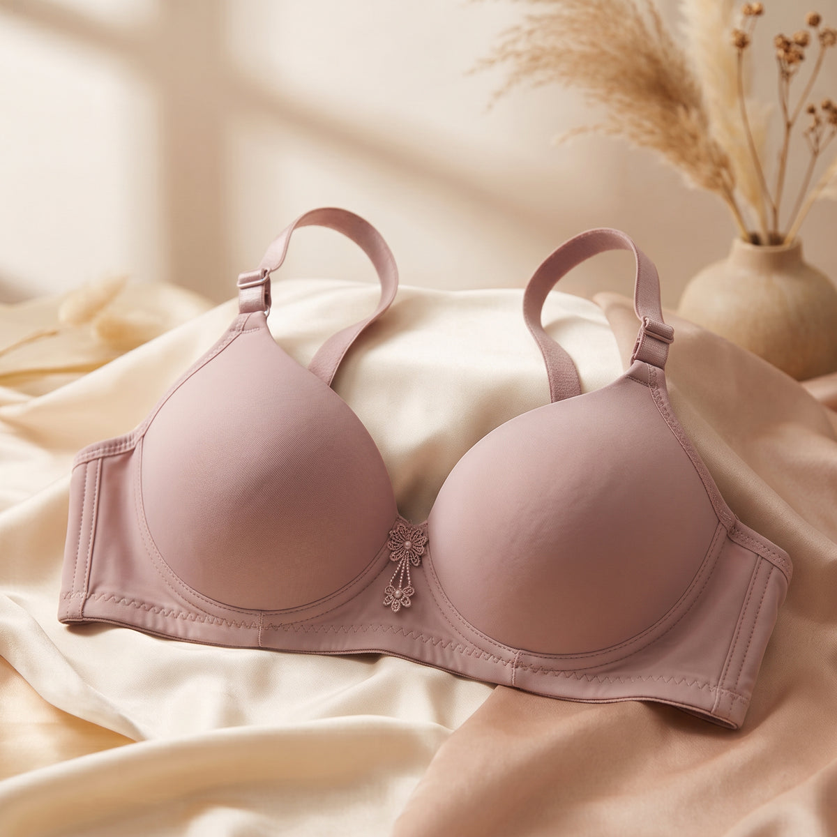 Dusty Rose Seamless T-Shirt Bra – Molded Lightly Padded Everyday Bra