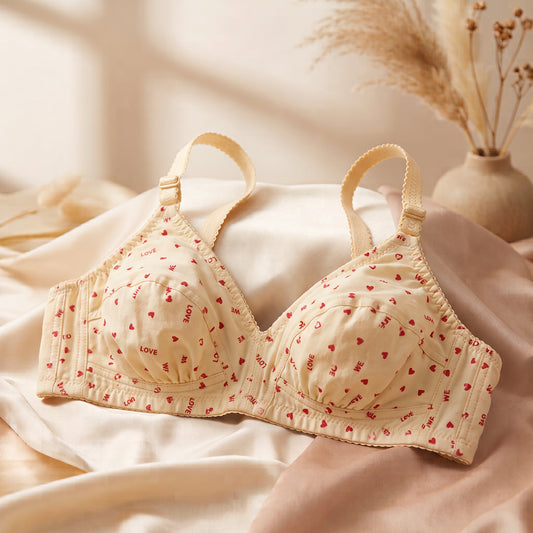 Sweet Love Printed Cotton Bra – Non-Padded, Wire-Free Everyday Comfort Bra